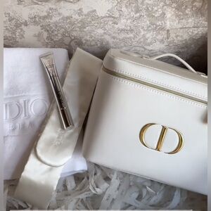 Dior White and Gold Cosmetic Bag Set